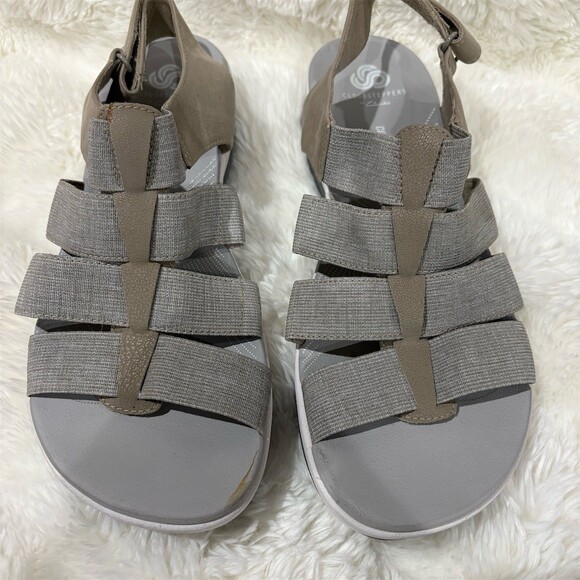 Clarks Shoes - Clarks Cloudsteppers Womens Gray Comfort Strappy Slingback Sandals 8 M